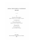 Legal Education at Michigan, 1859-1959 by Elizabeth G. Brown