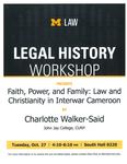 Faith, Power, and Family: Law and Christianity in Interwar Cameroon